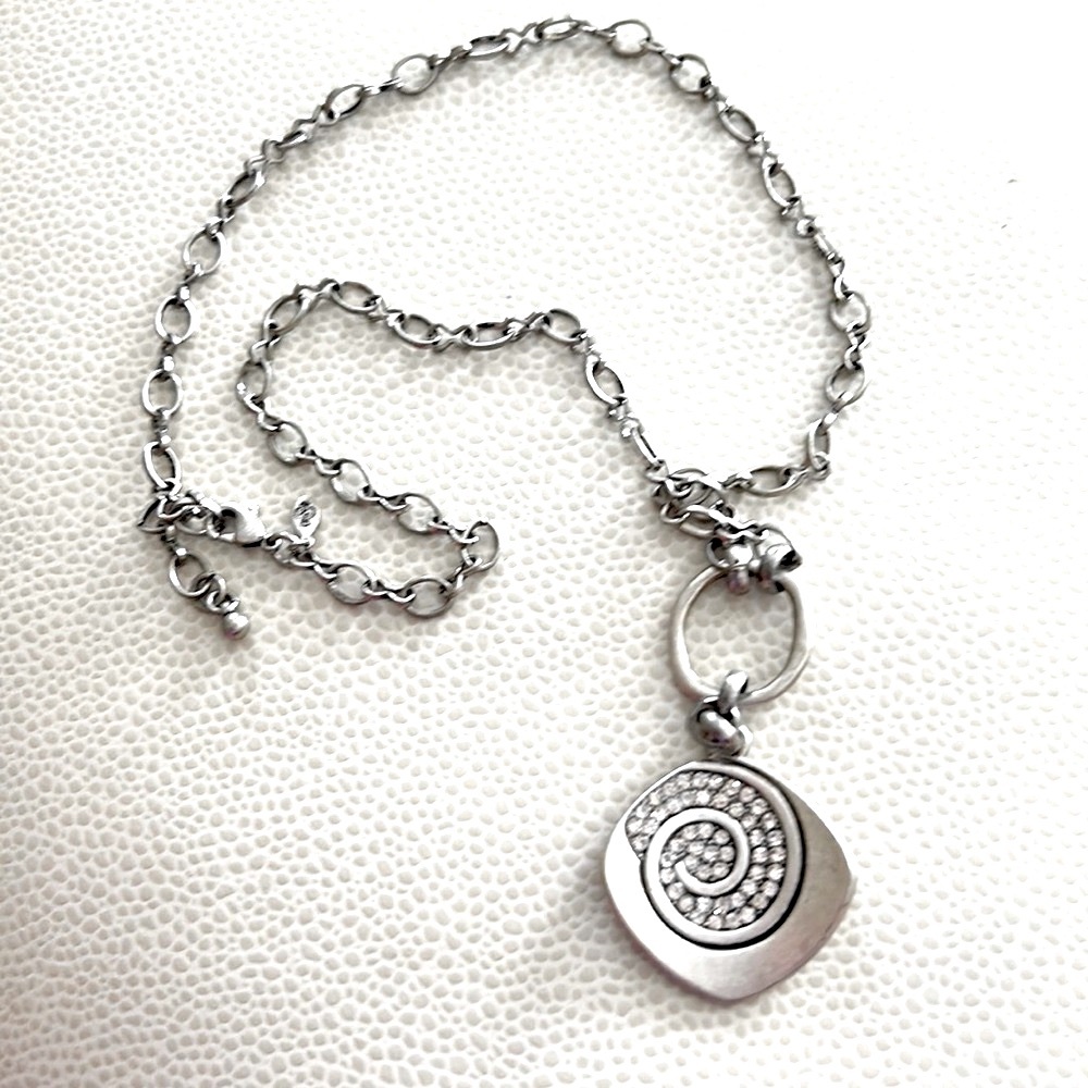 Premier Designs Square Spiral Rhinestone Adjustable Necklace New Gift